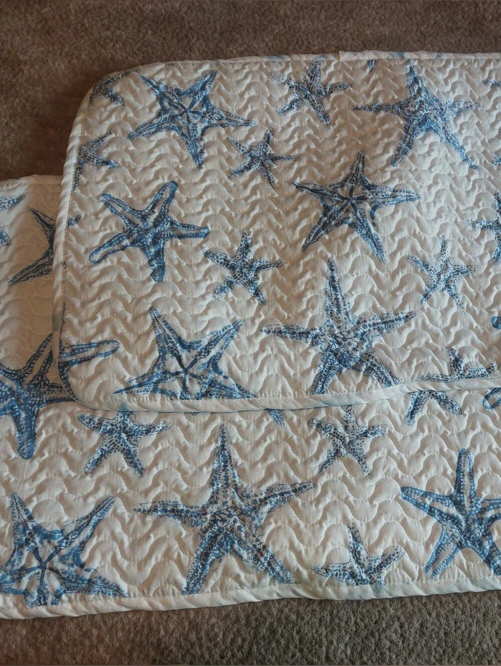 Blue Starfish Quilted Bedding Set - Coastal Comfort Size: King